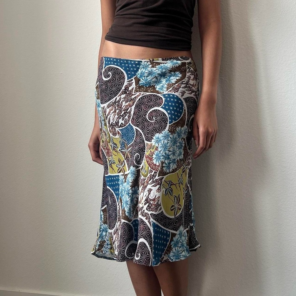 vintage earth tone handmade midi skirt